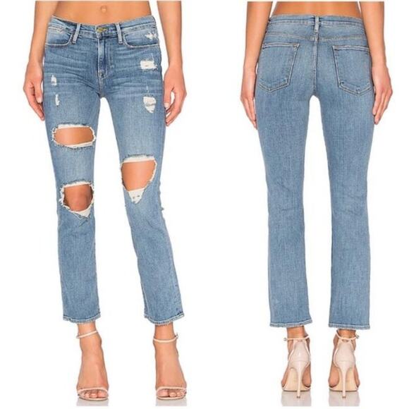 NWT Frame Denim Le High Straight Distressed, Sz 27 - Picture 1 of 9
